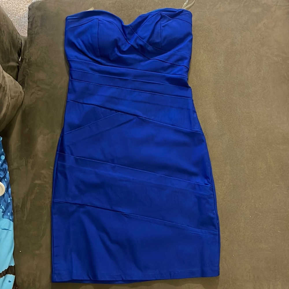 Royal blue strapless dress (stretchy material)